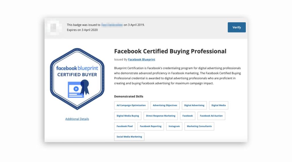Facebook BluePrint Marketing Certification